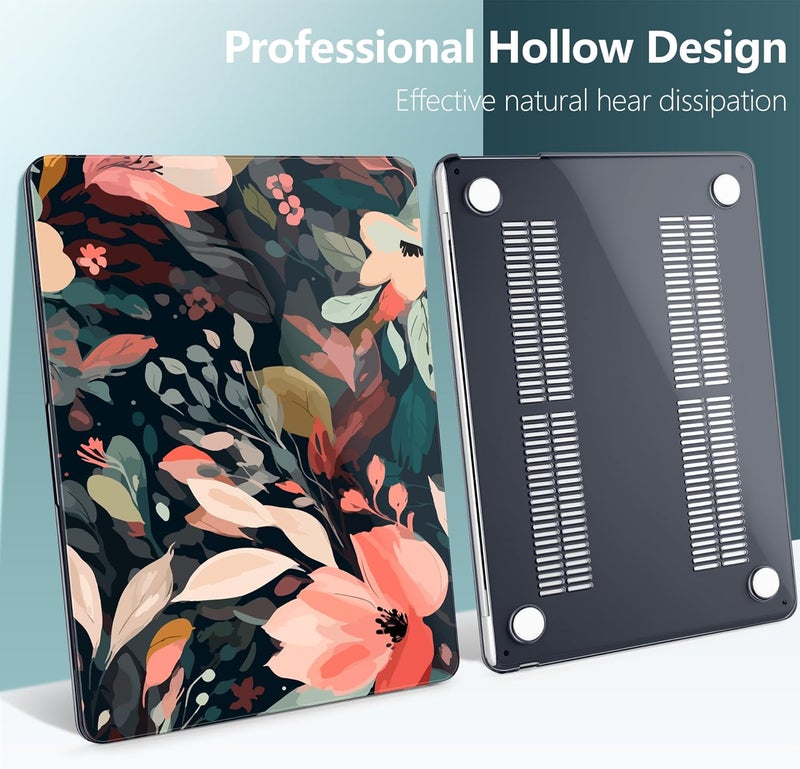 DONGKE Compatible with M4 MacBook Air 15 inch Case 2025 2024 2023 A3241 A3114 A2941 M3 M2 Liquid Retina Display Touch ID, Plastic Hard Case & Keyboard Skin & Screen Protector - Painted Florals - Image 4